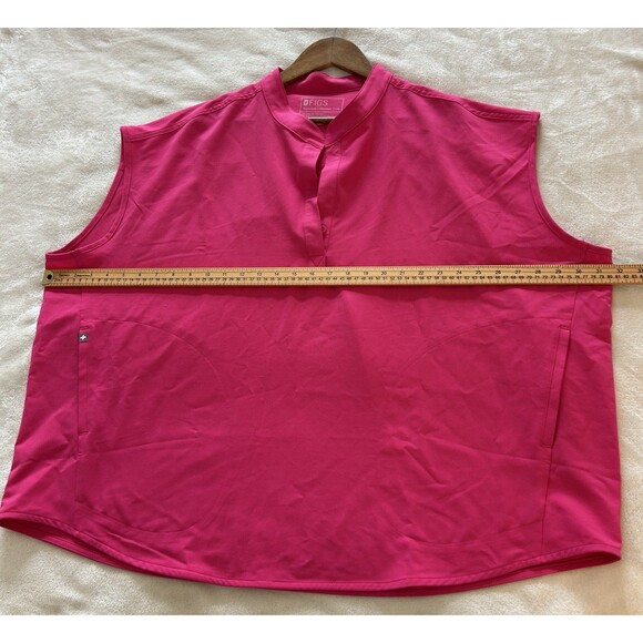Figs Womens Scrub Top 4XL Plus Oversized Mandarin Collar Pink Fuschia Rafaela - Picture 10 of 12